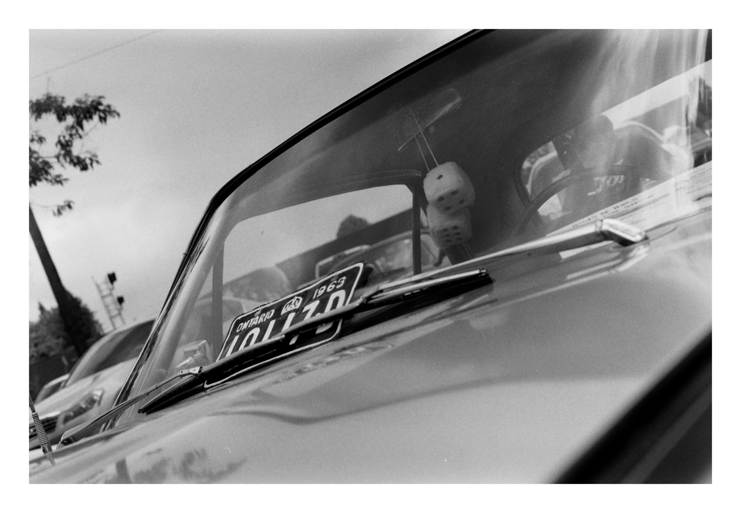 Vintage windshield and dice