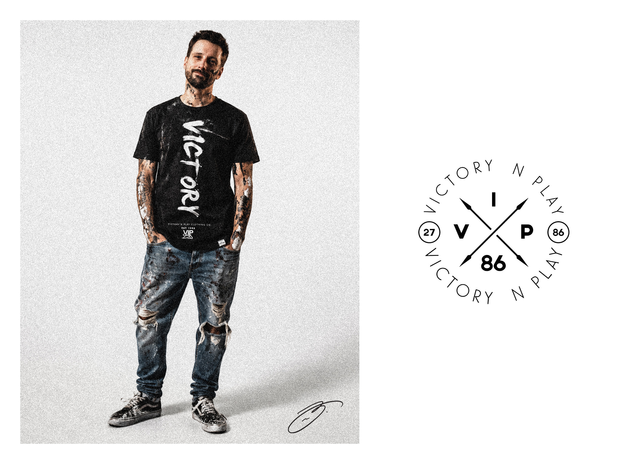 Brandon Burkley wearing Victory In Play clothing while creating