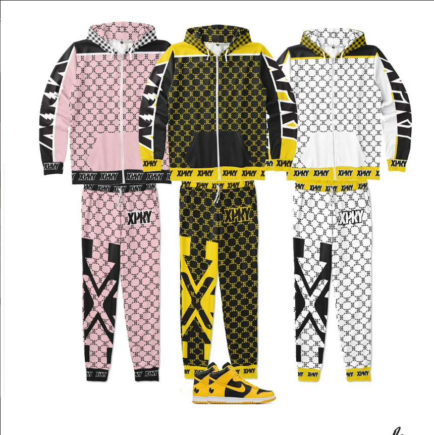 Three XPRY tracksuit colourways